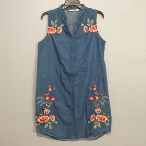 Westport denim sleeveless dress embroidered sz 10